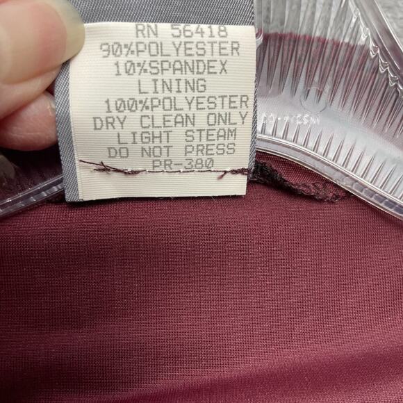 Vtg‎ Rabbit Rabbit Rabbit Designs Formal Outfit Womens 10P Burgundy Velvet Satin - Picture 6 of 12